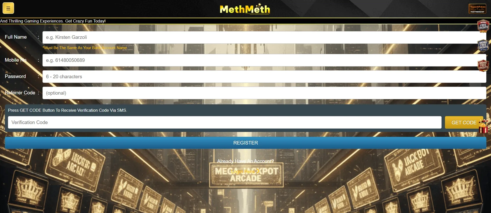 MethMeth Casino sign up